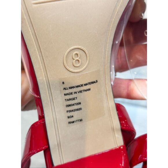 A New Day Eleanor Heart Slingback Kitten Red Heels Size 8 - Picture 11 of 11